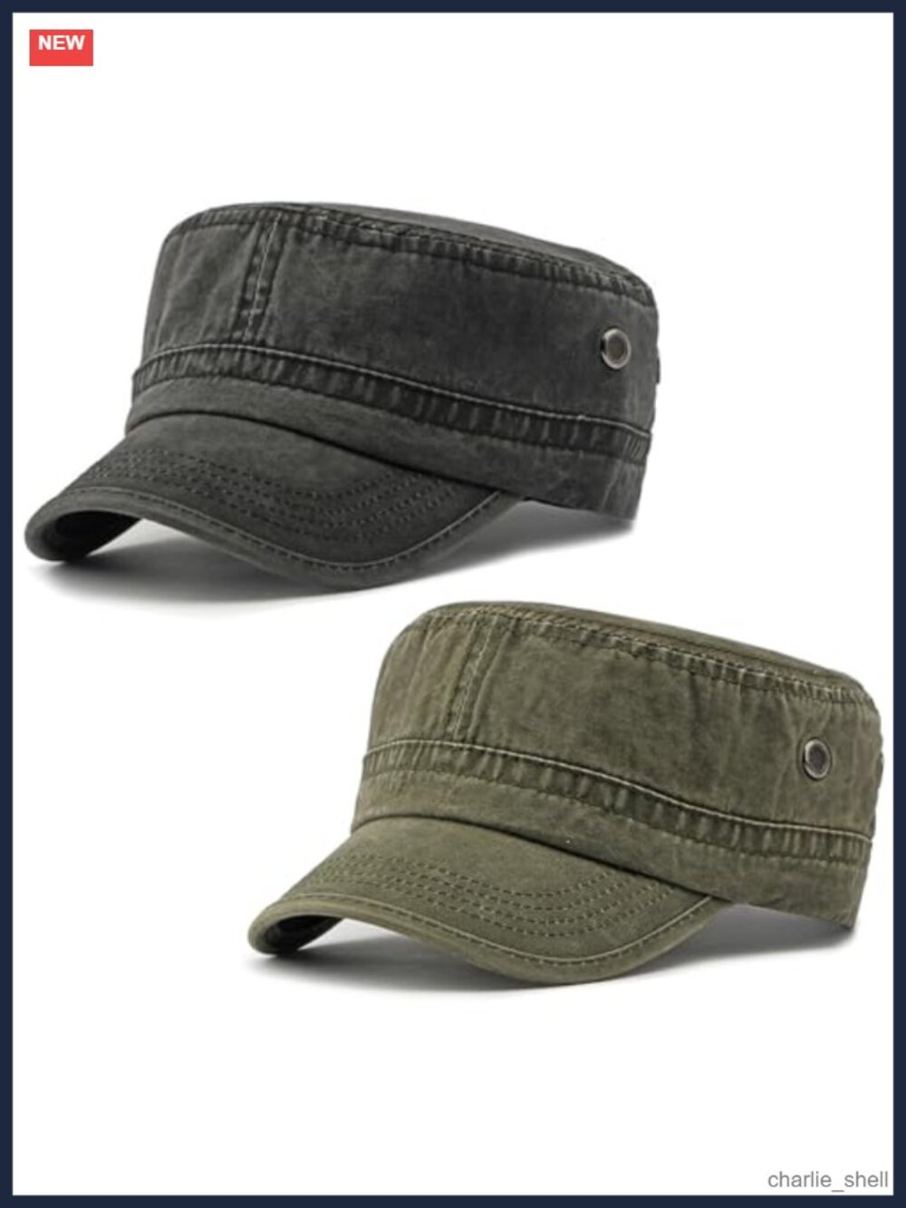 2 Pack Cotton Military Cadet Army Caps Adjustable Flat Top Patrol Hats